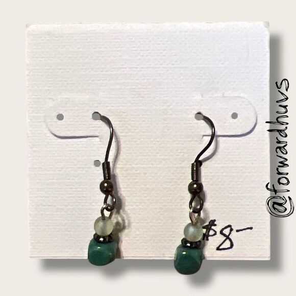 Bundle Sale 3 for $15 | Hand Crafted Green Beaded Dangle Earrings - Picture 1 of 6